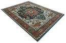 Traditional Floral Blue, Ivory and Rust Hand Knotted 9x12 wool area rug by The Rug Decor