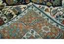 Traditional Floral Blue, Ivory and Rust Hand Knotted 9x12 wool area rug by The Rug Decor