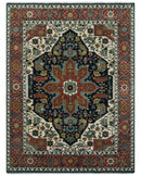 Traditional Floral Blue, Ivory and Rust Hand Knotted 9x12 wool area rug by The Rug Decor