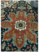 Traditional Floral Blue, Ivory and Rust Hand Knotted 9x12 wool area rug by The Rug Decor