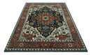 Traditional Floral Blue, Ivory and Rust Hand Knotted 9x12 wool area rug by The Rug Decor