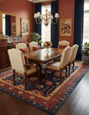 Traditional Floral Design Blue And Red 8x11 Hand Knotted wool Area Rug
