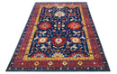 Traditional Floral Design Blue And Red 8x11 Hand Knotted wool Area Rug