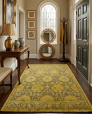 Gold Hand Tufted Wool Area Rug - Traditional Floral Overdyed by The Rug Decor