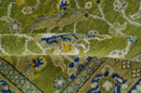 Wool Area Rug Traditional Floral Green and Blue Hand Knotted