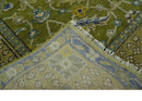 Traditional Floral Green and Blue Hand Knotted Multi size wool area rug