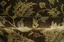 Traditional Floral Olive and Brown Hand knotted Oushak 9.7x13.11 wool Area Rug