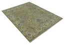 Traditional Floral Olive and Ivory 8x10 Hand Knotted Oriental Oushak wool area rug by The Rug Decor