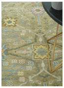 Traditional Floral Olive and Ivory 8x10 Hand Knotted Oriental Oushak wool area rug by The Rug Decor