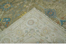 Traditional Floral Olive and Ivory 8x10 Hand Knotted Oriental Oushak wool area rug by The Rug Decor