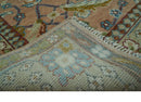 Peach and Green Traditional Floral Hand Knotted Wool Area Rug