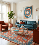 Hand-Knotted Wool Area Rug - Traditional Red Medallion Design
