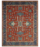 Traditional Floral Red, Blue, Beige and Green Hand Knotted Medallion Custom Made wool Area Rug