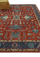 Hand-Knotted Wool Area Rug - Traditional Red Medallion Design