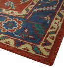 Hand-Knotted Wool Area Rug - Traditional Red Medallion Design
