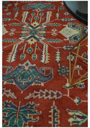 Hand-Knotted Wool Area Rug - Traditional Red Medallion Design