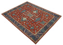 Hand-Knotted Wool Area Rug - Traditional Red Medallion Design