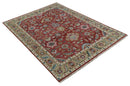 Traditional Floral Rust, Beige and Teal Hand knotted 8x10 Oushak wool Area Rug