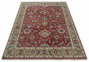 Traditional Floral Rust, Beige and Teal Hand knotted 8x10 Oushak wool Area Rug