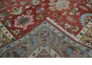 Traditional Floral Rust, Beige and Teal Hand knotted 8x10 Oushak wool Area Rug