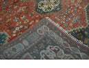 Traditional floral Rust, Charcoal and Beige Mamluk design 8x10 wool Area Rug