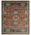 Traditional floral Rust, Charcoal and Beige Mamluk design Custom Made wool Area Rug
