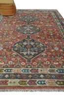 Traditional Floral Rust, Charcoal and Ivory Hand knotted 8x10 wool Area Rug