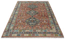 Traditional Floral Rust, Charcoal and Ivory Hand knotted 8x10 wool Area Rug