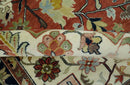 Traditional Floral Rust, Ivory and Blue Fine Hand Knotted 9x12 wool area rug by The Rug Decor