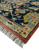 Traditional Floral Rust, Ivory and Blue Fine Hand Knotted 9x12 wool area rug by The Rug Decor