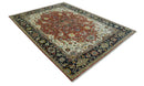 Traditional Floral Rust, Ivory and Blue Fine Hand Knotted 9x12 wool area rug by The Rug Decor