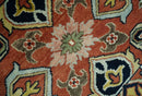 Traditional Floral Rust, Ivory and Blue Fine Hand Knotted 9x12 wool area rug by The Rug Decor