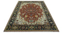 Traditional Floral Rust, Ivory and Blue Fine Hand Knotted 9x12 wool area rug by The Rug Decor