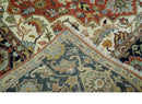 Traditional Floral Rust, Ivory and Blue Fine Hand Knotted 9x12 wool area rug by The Rug Decor