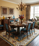 Wool Hand Knotted Oushak Area Rug with Traditional Floral Teal Ivory Mustard Color by The Rug Decor