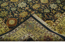 Traditional Floral Vintage Style Black and Olive Hand knotted 8x10 wool area Rug