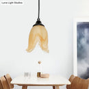 GobekUsa Traditional Glass Pendant Light with Flower/Cone Shape for Living Room