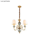 GobekUsa Traditional Gold Chandelier with 3 Tapered Fabric Shades - Ideal for Dining Room Ceiling Light