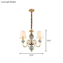 GobekUsa Traditional Gold Chandelier with 3 Tapered Fabric Shades - Ideal for Dining Room Ceiling Light