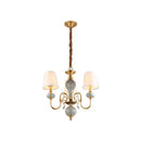 GobekUsa Traditional Gold Chandelier with 3 Tapered Fabric Shades - Ideal for Dining Room Ceiling Light