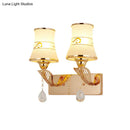 GobekUsa Gold Ribbed Glass Wall Sconce Light - Traditional 2-Bulb Fixture for Dining Room