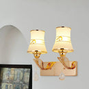 GobekUsa Gold Ribbed Glass Wall Sconce Light - Traditional 2-Bulb Fixture for Dining Room