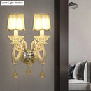 GobekUsa Traditional White Candle Wall Lamp with Clear Crystal Accent and Scalloped Fabric Shade