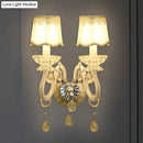 GobekUsa Traditional White Candle Wall Lamp with Clear Crystal Accent and Scalloped Fabric Shade