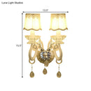 GobekUsa Traditional White Candle Wall Lamp with Clear Crystal Accent and Scalloped Fabric Shade