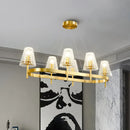 GobekUsa Gold Gridded Crystal Island Pendant Light with 6 Traditional Bulbs for Dining Room
