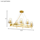 GobekUsa Gold Gridded Crystal Island Pendant Light with 6 Traditional Bulbs for Dining Room