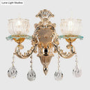 GobekUsa Traditional 2-Light Crystal Wall Mount Lamp in Gold - Elegant Restaurant Wall Lighting