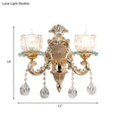 GobekUsa Traditional 2-Light Crystal Wall Mount Lamp in Gold - Elegant Restaurant Wall Lighting