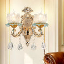 GobekUsa Traditional 2-Light Crystal Wall Mount Lamp in Gold - Elegant Restaurant Wall Lighting